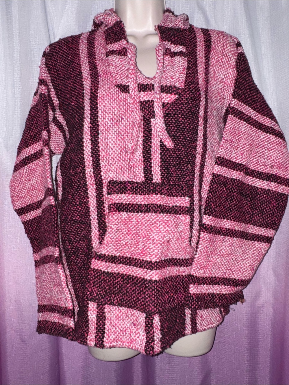 Pink Striped Baja Hoodie Sweater